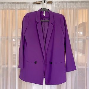 Purple Double Breasted Boyfriend Blazer